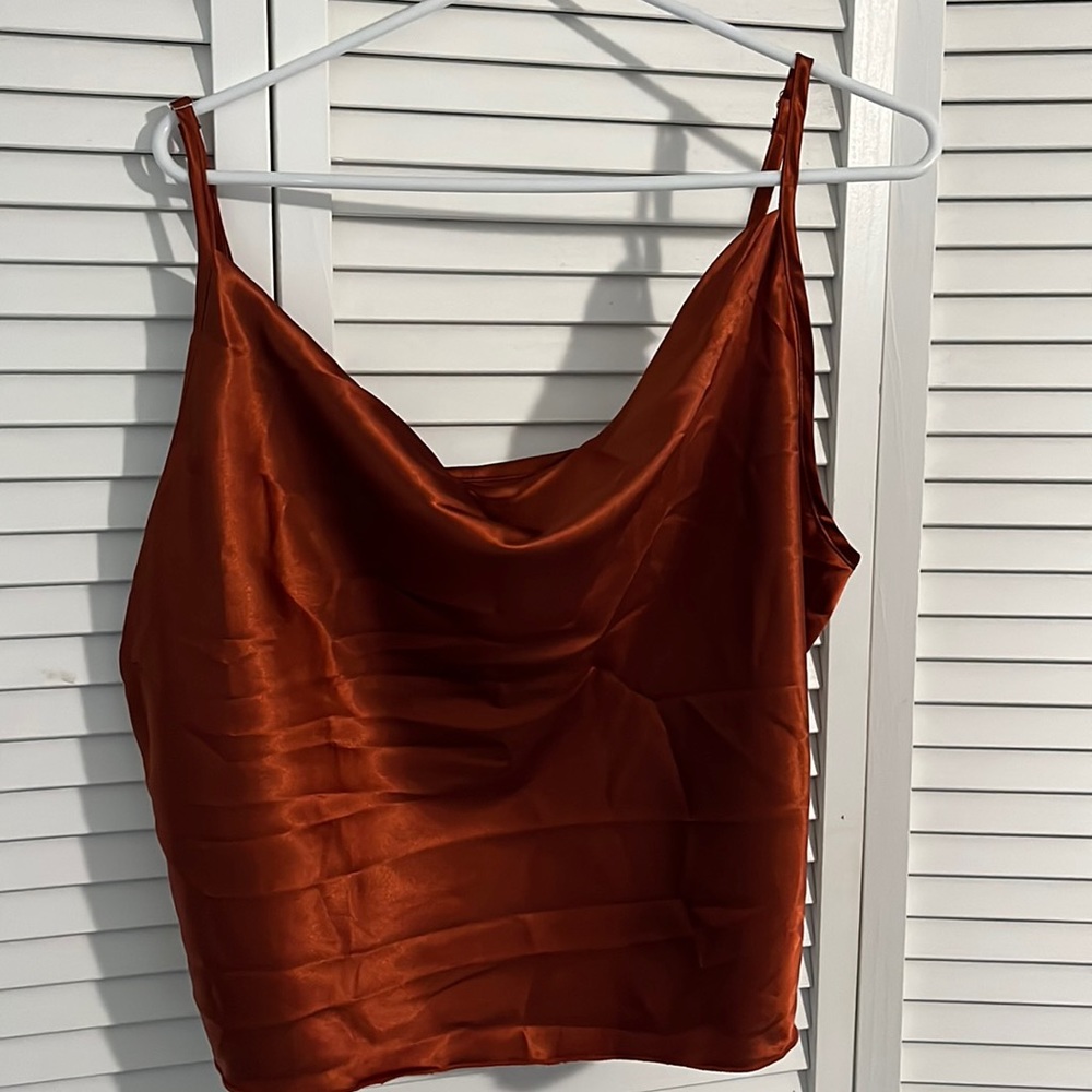 Burnt orange satin tank top